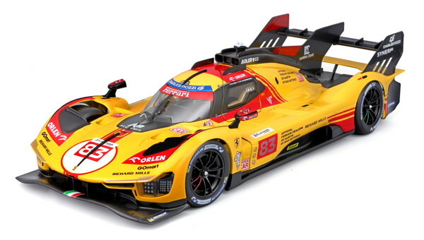 Bburago 1/18 フェラーリ 499P ル・マン 2024 No.83 イエロー クリアケース 完成品ダイキャストミニカー 18-16313Y