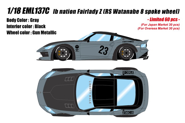【送料無料】　EIDOLON 1/18 lb nation フェアレディ Z(RZ34) (RSワタナベ 8スポークホイール) グレー 完成品ミニカー EML137C 30,550円