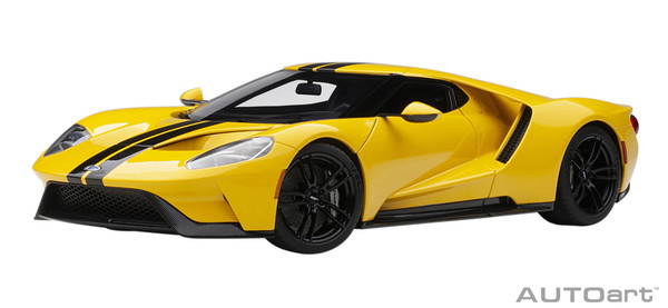 AUTOart 1/18 フォード GT 2017 イエロー/ブラック・ストライプ 完成品ミニカー 72944