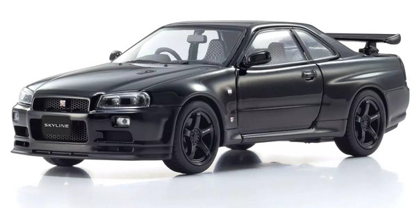 京商オリジナル 1/43 日産 スカイライン R34 GT-R VスペックII(ブラックパール) 完成品ダイキャストミニカー KS03936BK