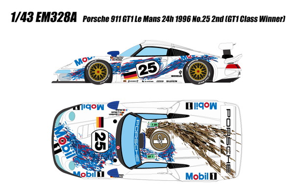 【貨物輸送無料】 EIDOLON 1/43 ポルシェ 911 GT1 ルマン24第四次元 1996 No.25 2位 (GT1クラスウィナー)  成し遂げる品ミニカー EM328A