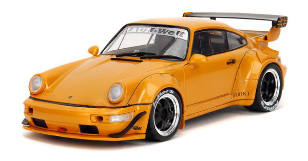 JADA TOYS 1/18 PINK SLIPSつづき物 2016 ポルシェ RWB HIBIKI 上半身一揃いの道具 黄み 為し終わる品ダイキャストミニカー JADA36383 ミニカー・トイカー-おもちゃ-乗り物のおもちゃ