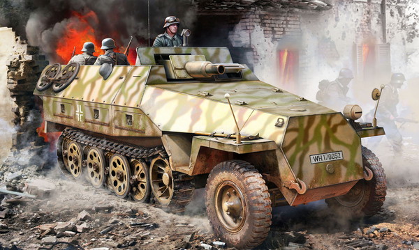 ドラゴン 1/35 WW.II ドイツ軍 Sd.Kfz.251/9 D型 7.5cm KwK37搭載型 EZトラック/アルミ砲身/金属製車幅ポール/3Dプリントパーツ付属 豪華仕様 プラモデル DR6516SP