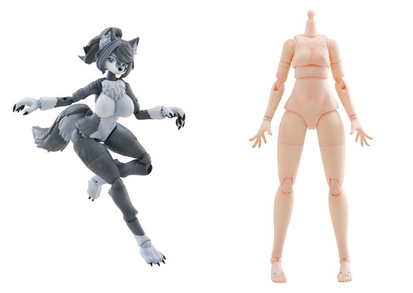 8月再入荷予定 アオシマ けもプラ ハイイロオオカミ+ヒトパーツセット[カラーA] ノンスケール 色分け済プラモデル