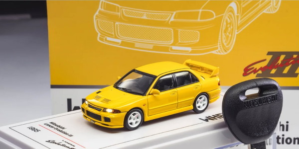 WHELART 1/64 三菱 ランサーエボリューション3 黄み ライトアップ 為し終わる品ダイキャストミニカー H003A 乗り物のおもちゃ-車-おもちゃ