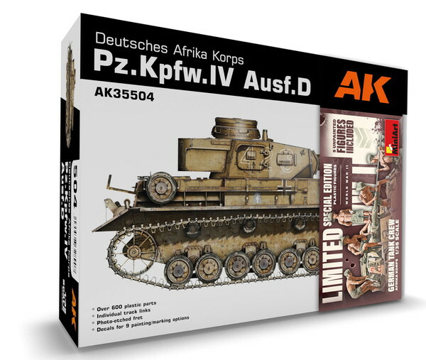 AKインタラクティブ 1/35 WW.II ＦＲＧ軍 IV号特車 D型 DAK 特車兵図形5体嘱する プラモデル AK35504-B