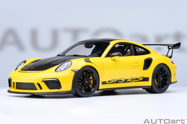 【送料無料】　AUTOart 1/18 ポルシェ 911 (991.2) GT3 RS ヴァイザッハ・パッケージ イエロー/カーボンブラック 完成品ミニカー 78178｜トイスタジアム2号店