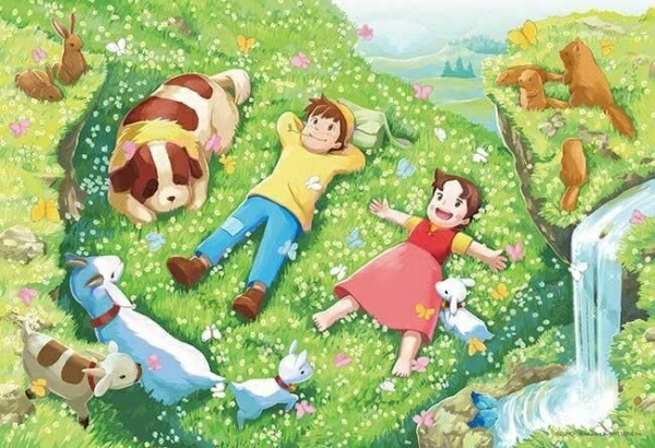 楽天市場】1000ピースジグソーパズル アルプスの少女ハイジ 牧場の