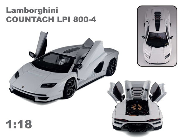4月以降発売予定 HUNG HING TOYS 1/18 ランボルギーニ カウンタック LPI 800-4 ホワイト 完成品ダイキャストミニカー HL00301