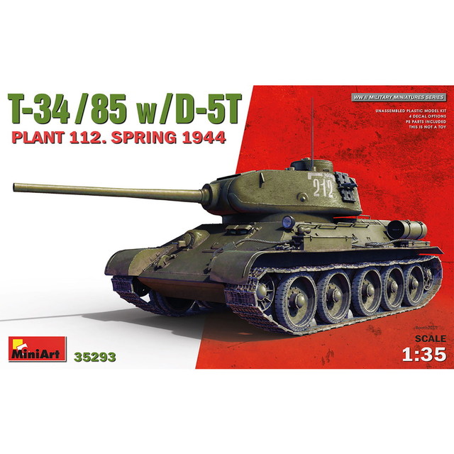 ミニアート 1/35 WW.II ソビエト軍 T-34-85 (D-5T砲塔) 第112工場製 1944年春 プラモデル MA35293