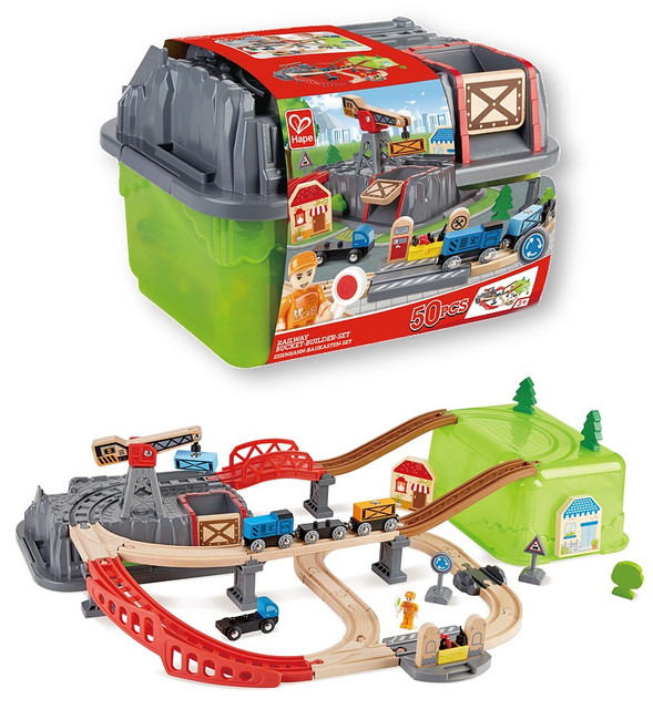 Hape(ハペ)　お片付けボックスレールセット　E3764