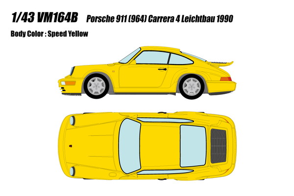 VISION 1/43 ポルシェ 911(964) カレラ4 ライトウェイト 1990 スピードイエロー 完成品ミニカー VM164B