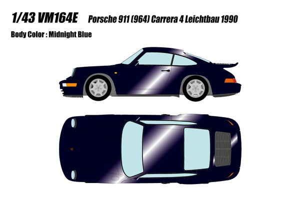 VISION 1/43 ポルシェ 911(964) カレラ4 ライトウェイト 1990 ミッドナイトブルー 完成品ミニカー VM164E|トイスタジアム2号店