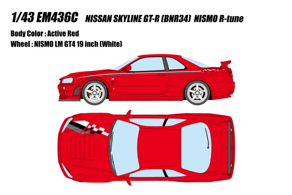 EIDOLON 1/43 日産 スカイラインGT-R (BNR34) NISMO R-tune アクティブレッド 完成品ミニカー EM436C