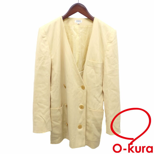 【中古】 フォクシー ジャケット レディース 毛 長袖 イエロー サイズ40 3つボタン 古着 アパレル 洋服