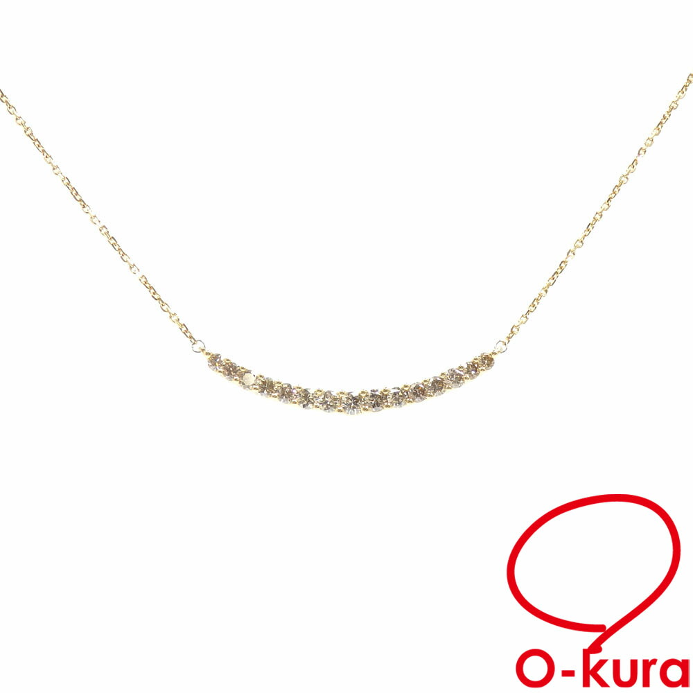 【中古】 ダイヤモンド ネックレス レディース K18YG 0.50ct 2.9g 18金 イエローゴールド 750