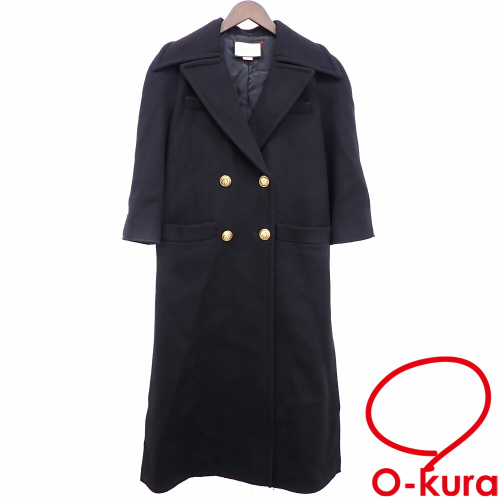 【中古】 グッチ ロングコート レディース 七分袖 ウール他 ブラック 黒 サイズ38 古着 アパレル アウター 洋服 35,750円