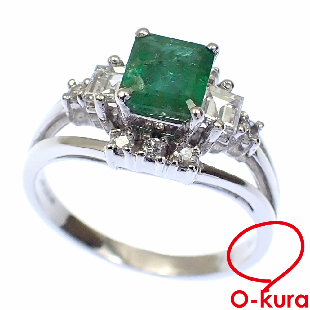 楽天市場】【中古】Pt900 エメラルドデザインリング