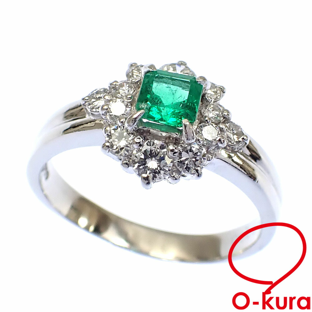 楽天市場】【中古】Pt900 エメラルドデザインリング