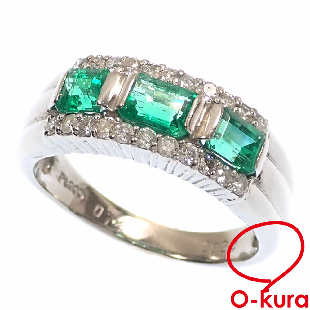 楽天市場】【中古】Pt900 エメラルドデザインリング