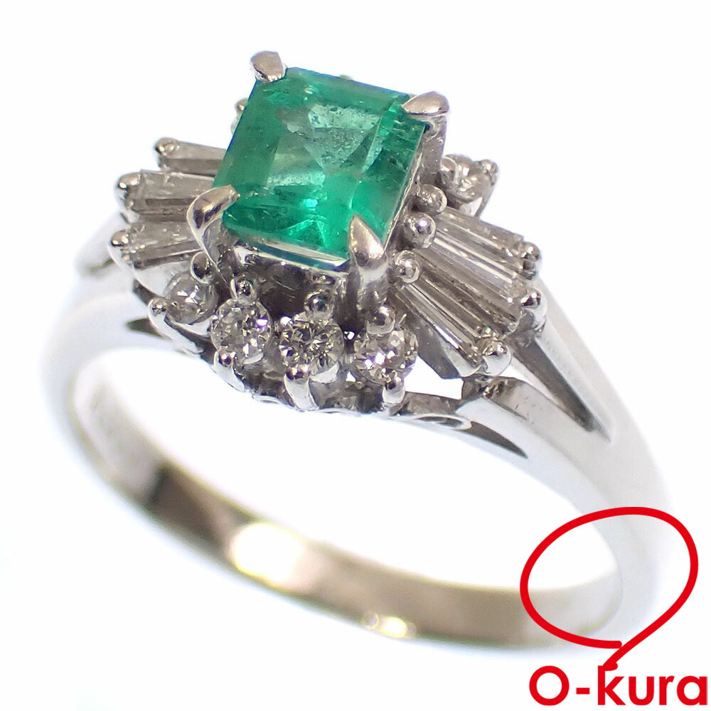 PT900 エメラルド 1.06 ダイヤモンド 0.21 リング 天然 欠け有 楽天市場】【中古】Pt900 エメラルドデザインリング