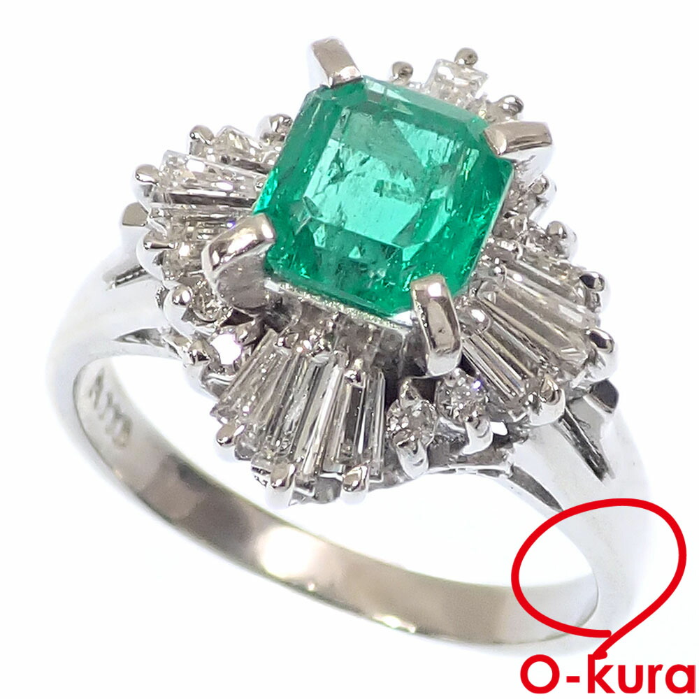 Pt900 エメラルド0.51ctダイヤモンド0.25ctのデザインリング PT900 エメラルド リング 0.22CT（Pt900×エメラルド
