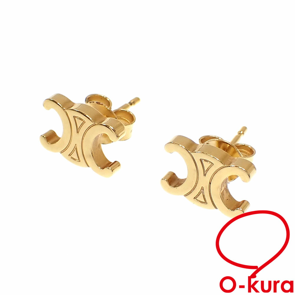 楽天市場】未使用 CELINE セリーヌ トリオンフ ロック ピアス ゴールド