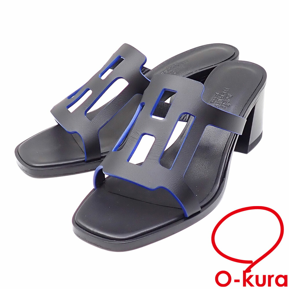 【中古】 エルメス イジー サンダル レディース ブラック 23.0cm 36 レザー 古着 アパレル 靴