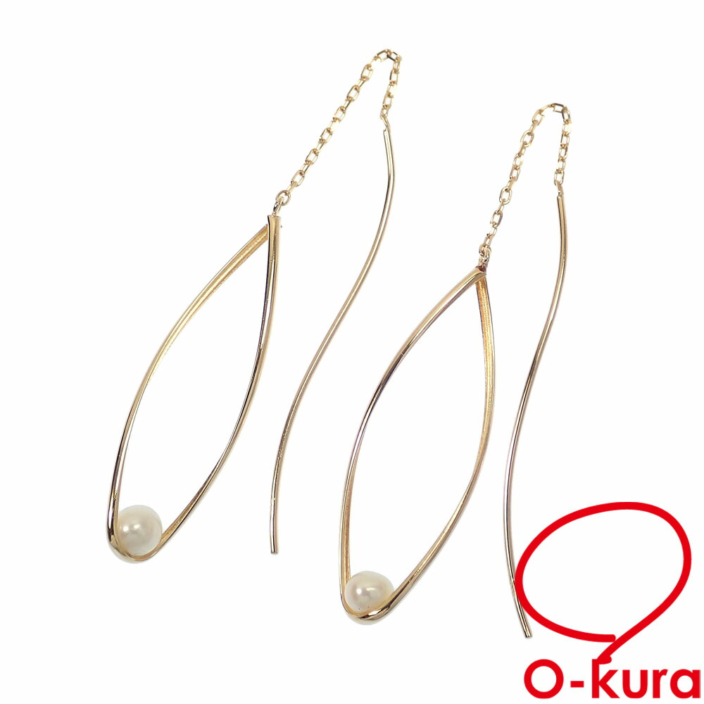 楽天市場】TASAKI 淡水真珠 ピアス EC-3679-18KYG ロング 曲線