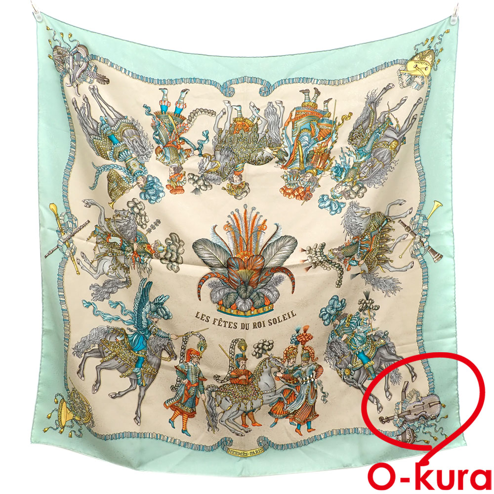 楽天市場】美品 HERMES エルメス カレ90 Soleil de Soie シルクの太陽