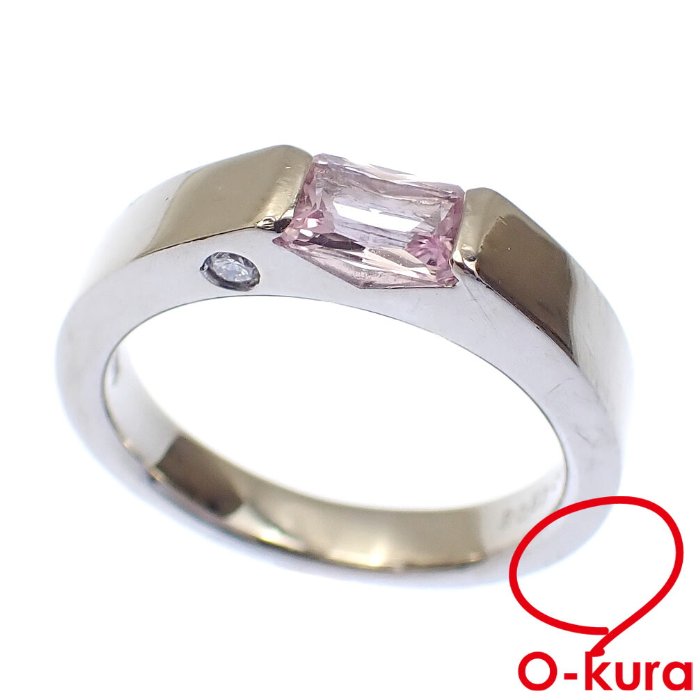【中古】 ピンクサファイア ダイヤモンド リング レディース K18WG 11号 0.57ct/D0.03ct 750 18金 ホワイトゴールド 指輪
