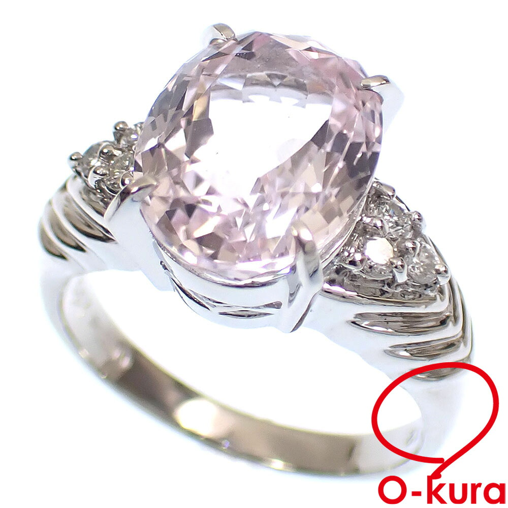 【中古】 クンツァイト ダイヤモンド リング レディース Pt900 13号 D0.12ct/5.57ct 7.8g プラチナ 指輪