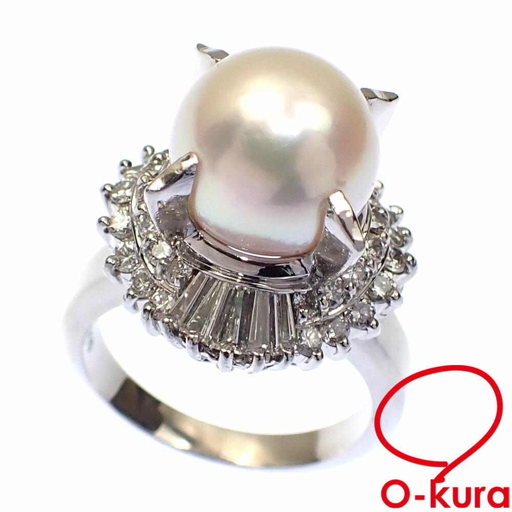 【中古】 パール ダイヤモンド リング レディース Pt900 10号 0.85ct 10.0ｍｍ 指輪 プラチナ 真珠