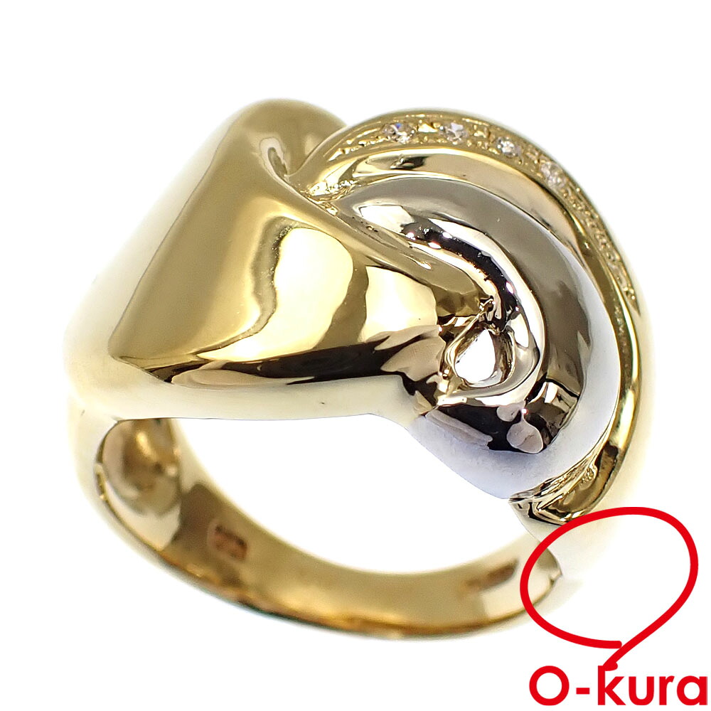 【中古】 ダイヤモンド リング レディース K18YG Pt900 12.5号 0.03ct 8.8g 指輪 750 18金 イエローゴールド プラチナ