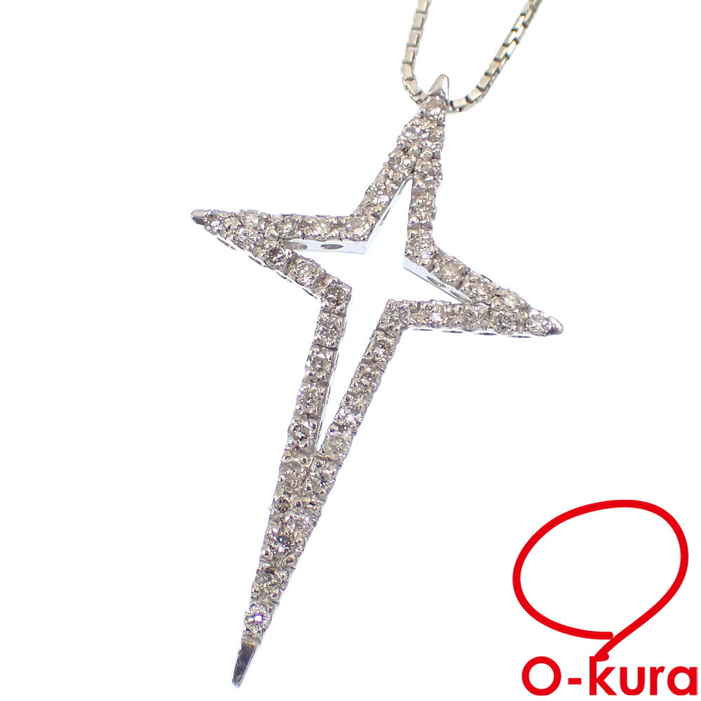 【中古】 ダイヤモンド ネックレス レディース K18WG 0.28ct 4.0g 18金 750 ホワイトゴールド
