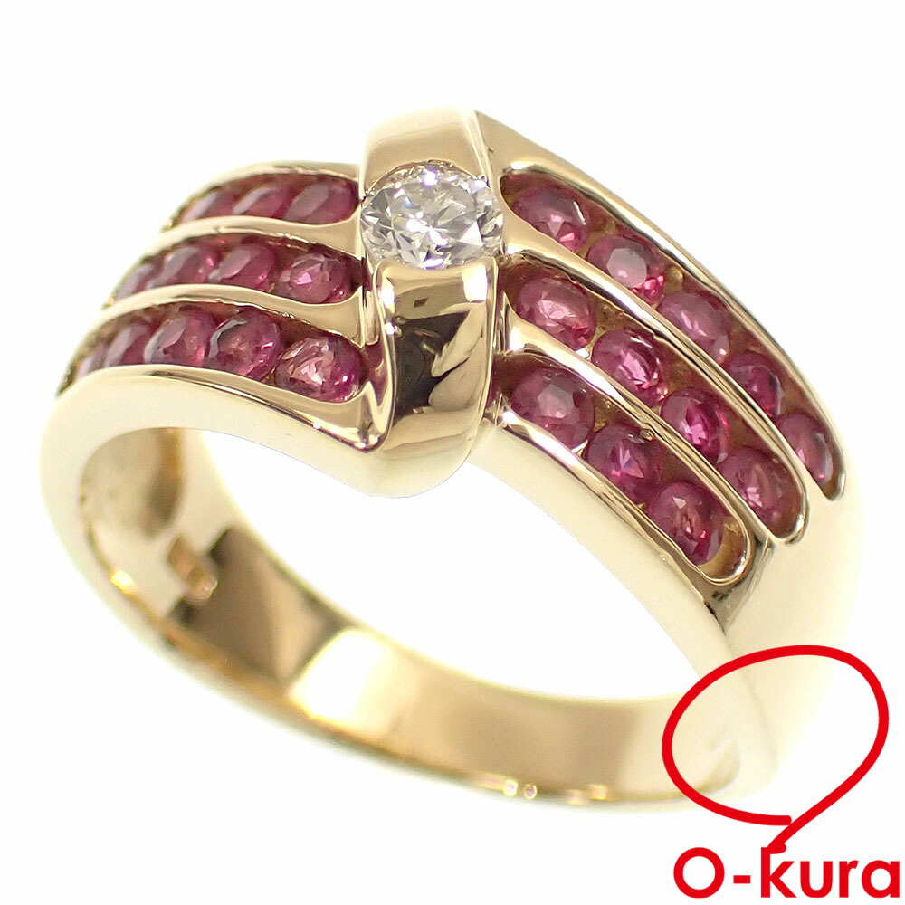 【中古】 ルビー ダイヤモンド リング レディース K18YG 11.5号 D0.12ct 6.1g 18金 750 イエローゴールド 指輪 102,500円