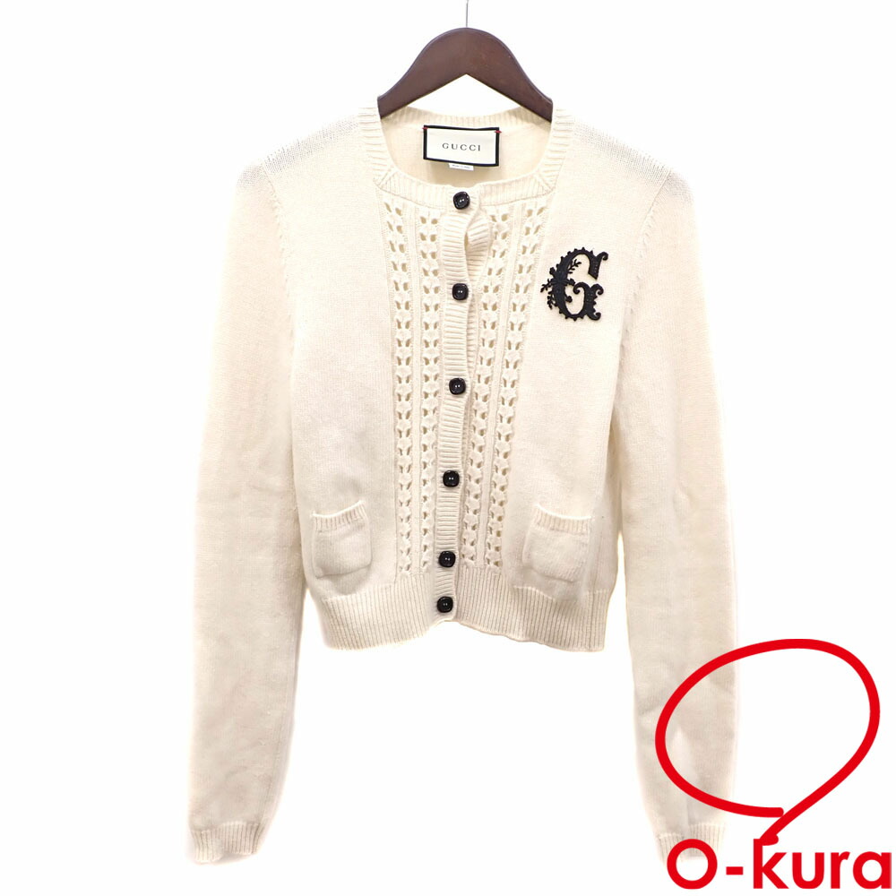 【中古】 グッチ Gエンブロイド 真四角素っ首 ジレー レディース 羊毛 長袖 象牙色 XS大きさ 642067 XKBKC 編み物 古着 御召しもの トップス 御召しもの