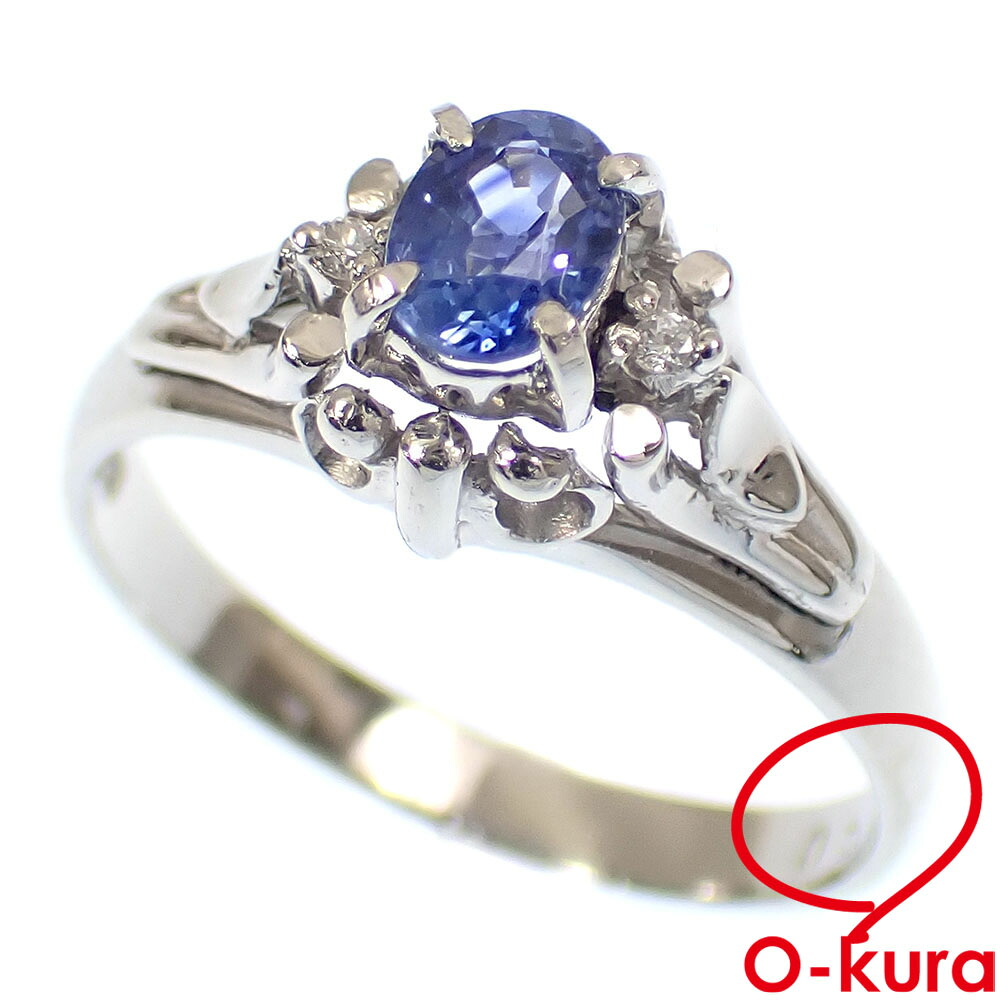 【中古】 サファイア ダイヤモンド リング レディース Pt900 12号 S0.54ct/D0.02ct 4.2g プラチナ 指輪