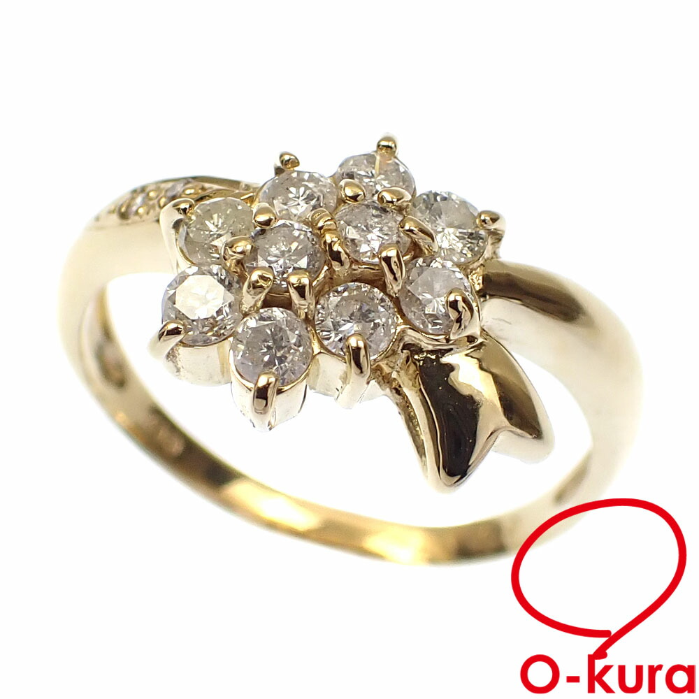 【中古】 ダイヤモンド リング レディース K18YG 11号 0.50ct 3.0g 指輪 750 18金 イエローゴールド