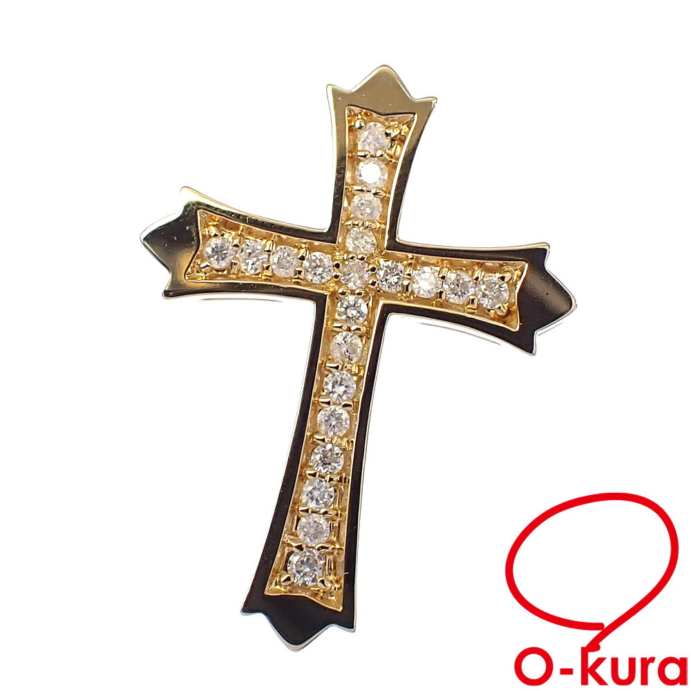 【中古】 ダイヤモンド クロスモチーフ ペンダントトップ レディース K18YG 0.26ct 2.9g 750 18金 イエローゴールド 十字架