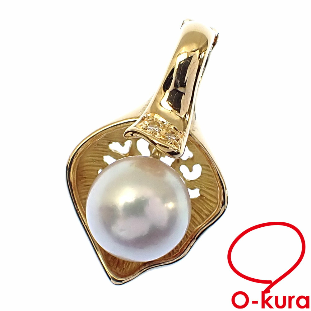 【中古】 パール ダイヤモンド ペンダントトップ レディース K18YG 9.0ｍｍ 0.02ct 5.0g 750 18金 イエローゴールド 真珠 ペンダントヘッド