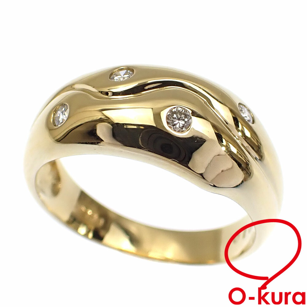 【中古】 ダイヤモンド リング レディース K18YG 13号 0.10ct 4.9g 指輪 750 18金 イエローゴールド