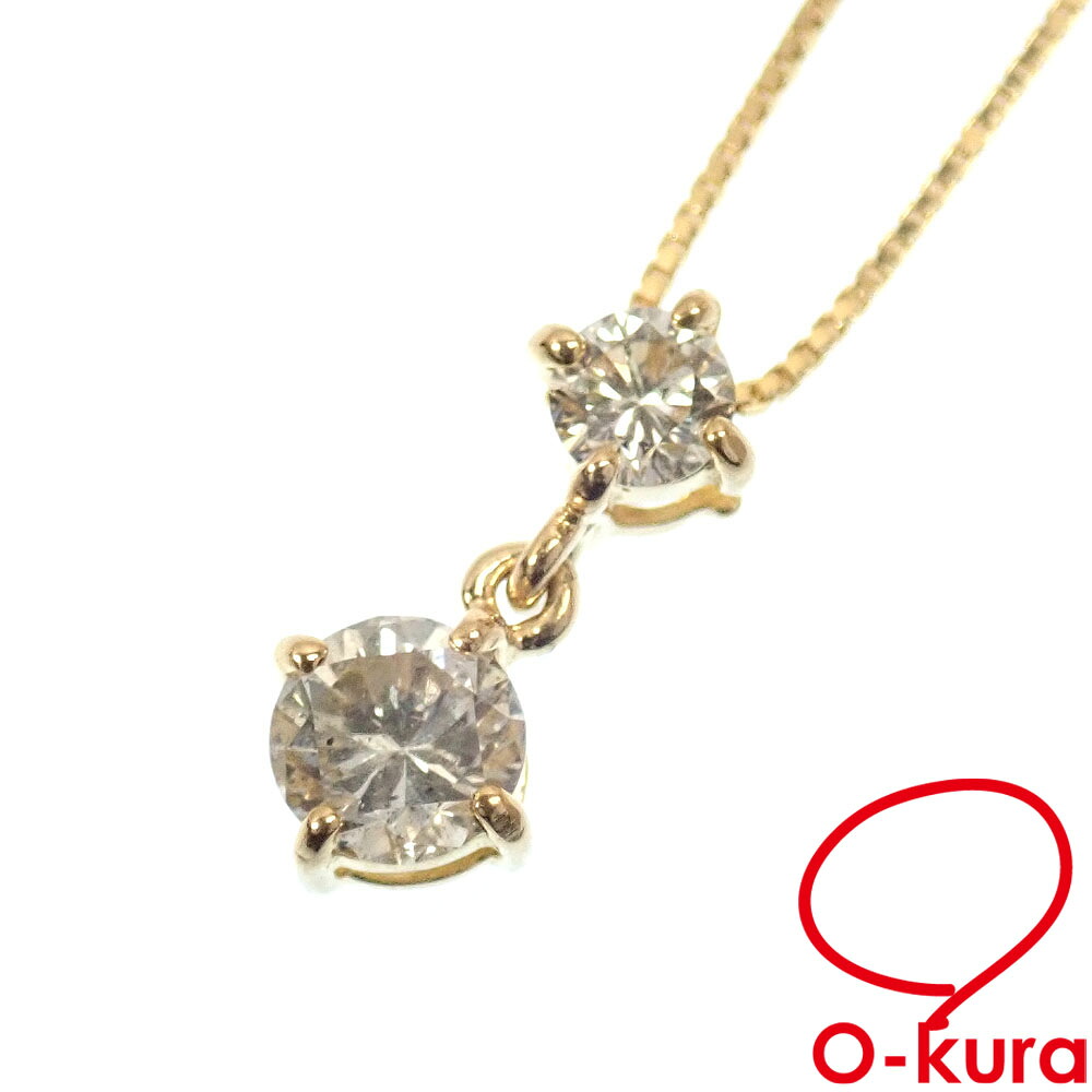 【中古】 ダイヤモンド ネックレス レディース K18YG 0.30ct 1.3g 750 18金 イエローゴールド