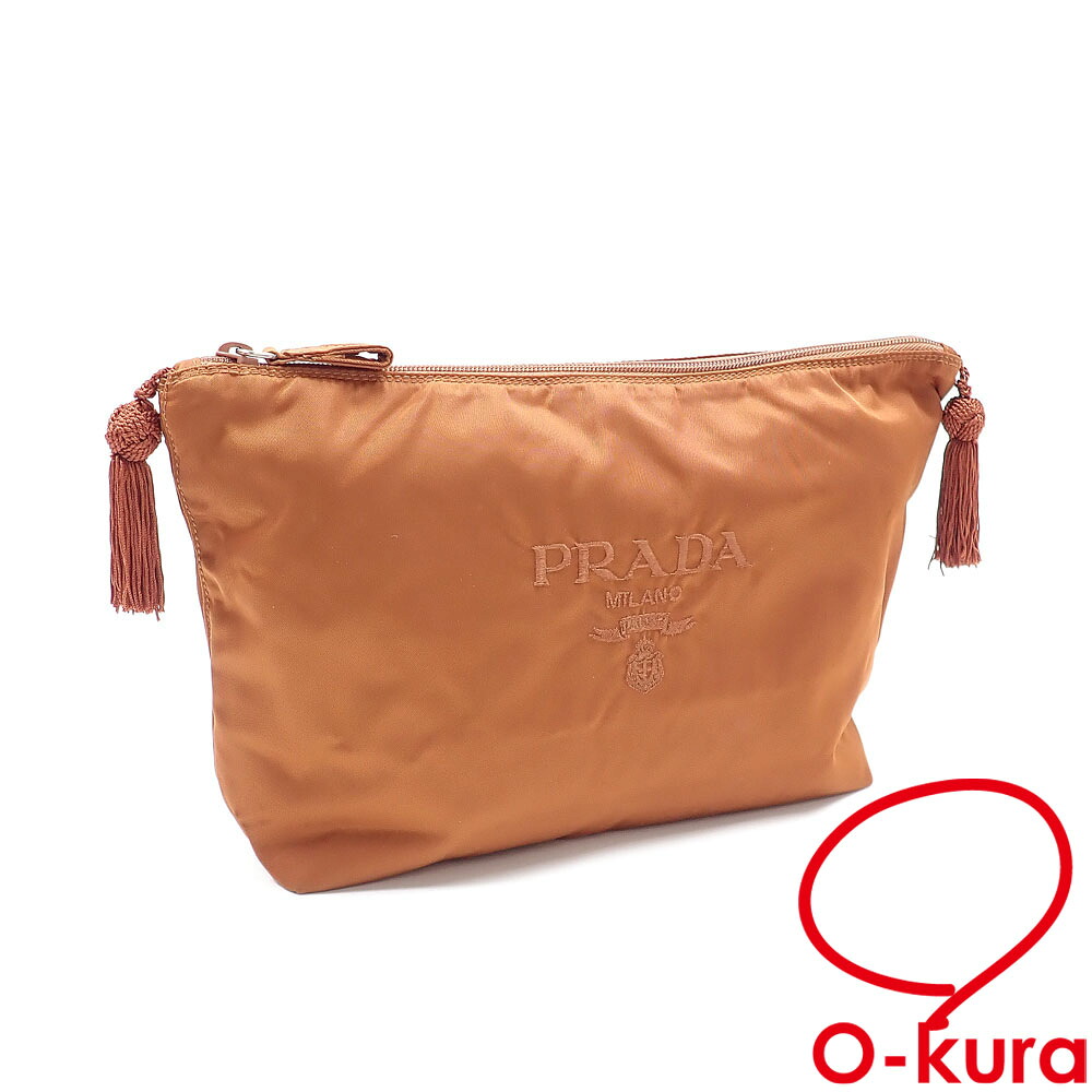 【中古】 プラダ 合切袋 レディース 赤銅色 赤銅色 ナイロン 小入れもの