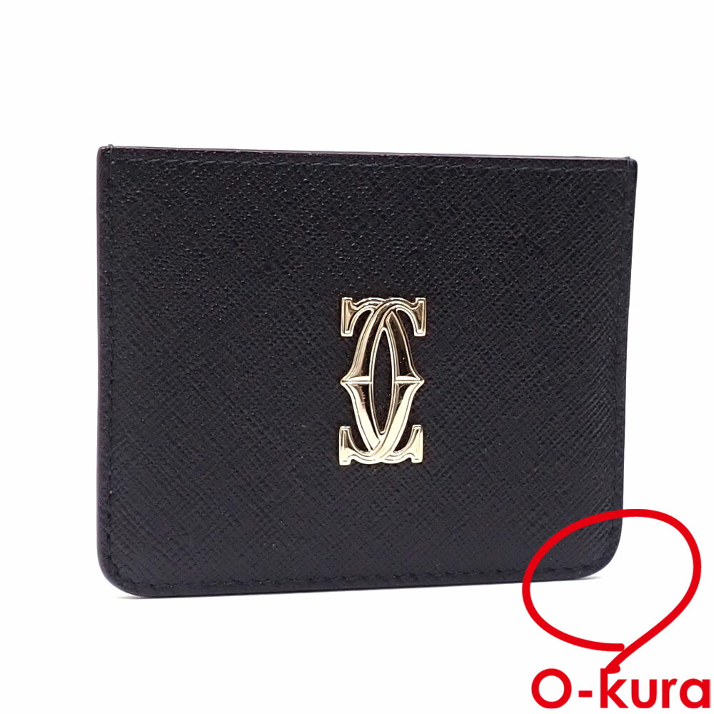 【中古】 カルティエ 歌留多入れもの 歌留多 保持者 C ドゥ カルティエ レディース 黒いこと なめし革 L3002434 歌留多入れ