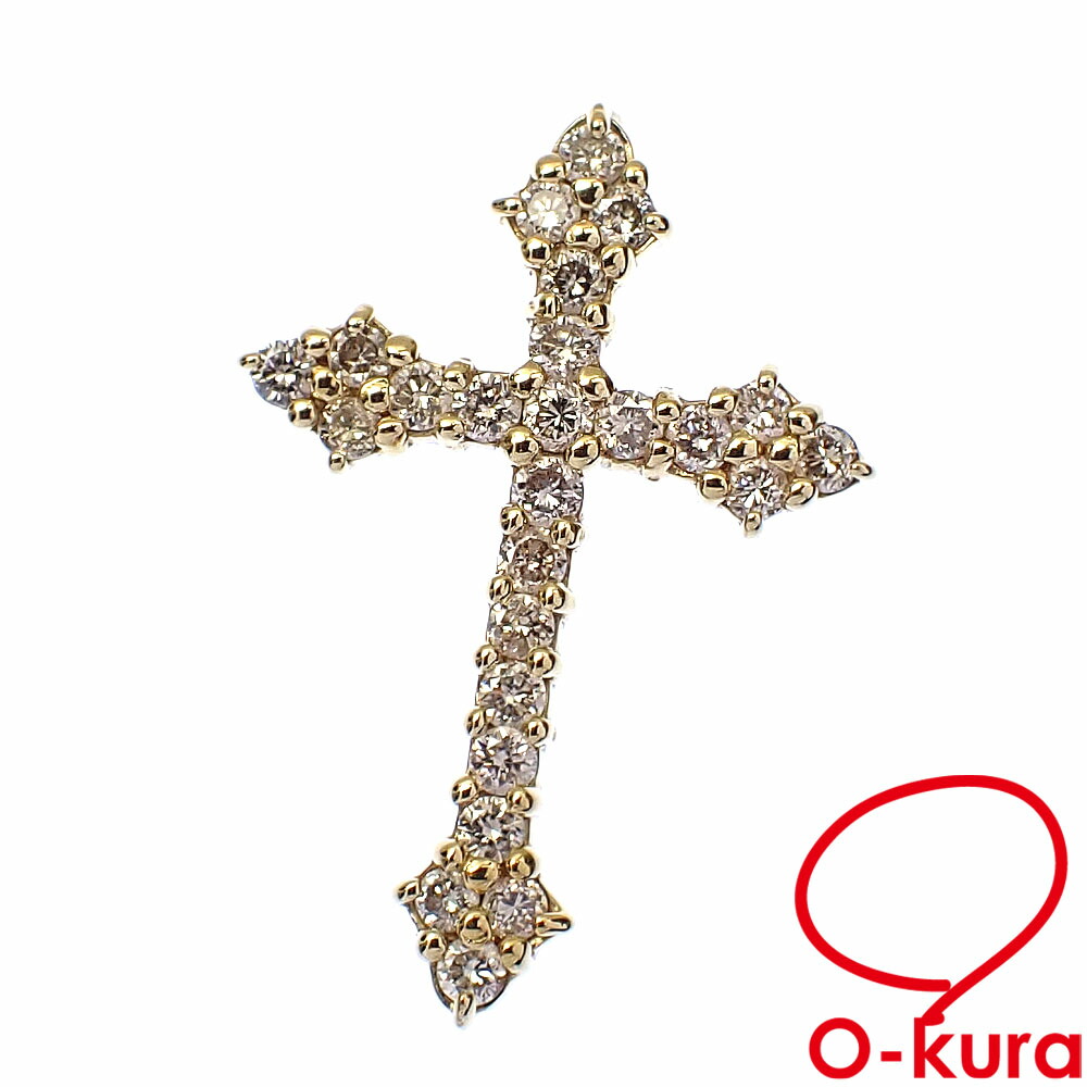 【中古】 ダイヤモンド クロスモチーフ ペンダントトップ レディース K18YG 0.50ct 1.4g 750 18金 イエローゴールド 十字架 ペンダントヘッド