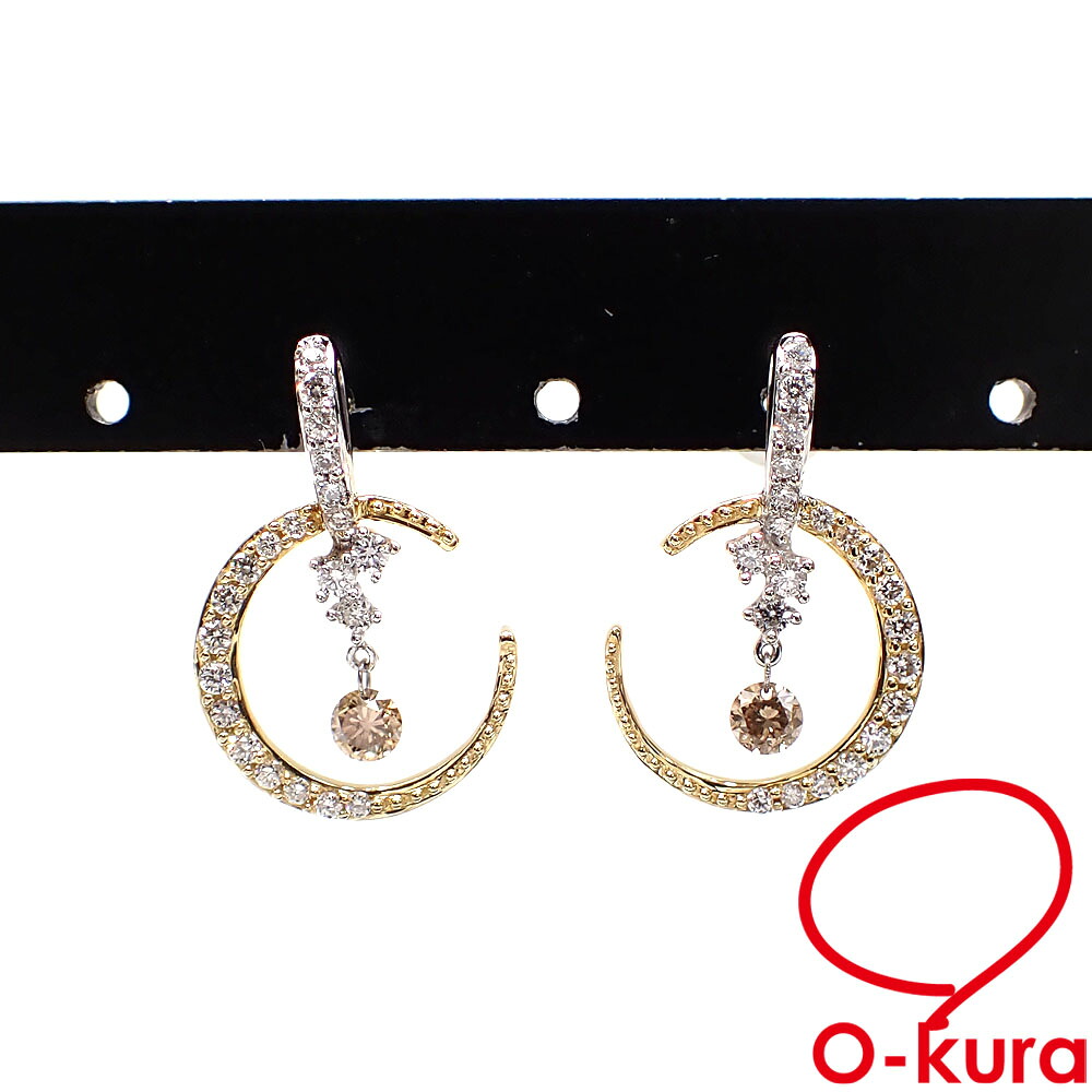 【中古】 ダイヤモンド ピアス レディース K18WG/YG 0.10ct/0.10ct 2.7g 750 18金 ホワイトゴールド イエローゴールド