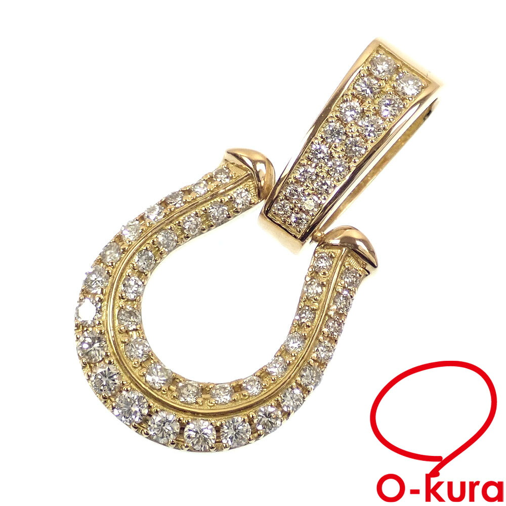 【中古】 ダイヤモンド ペンダントトップ レディース K18YG 0.62ct 3.9g 18金 イエローゴールド 750 ペンダントヘッド ホースシューモチーフ 馬蹄