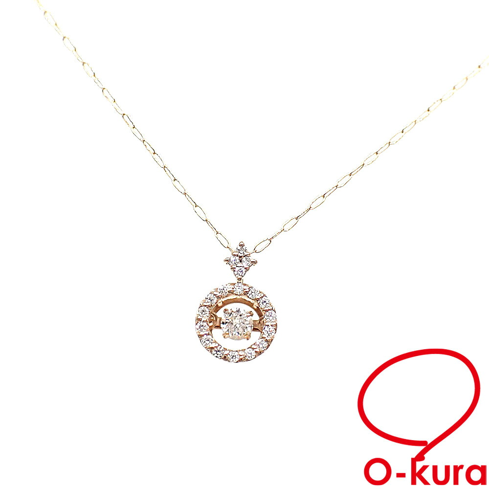 【中古】 ダイヤモンド ネックレス レディース K18PG 0.08ct/0.09ct 1.0g 750 18金 ピンクゴールド スイング