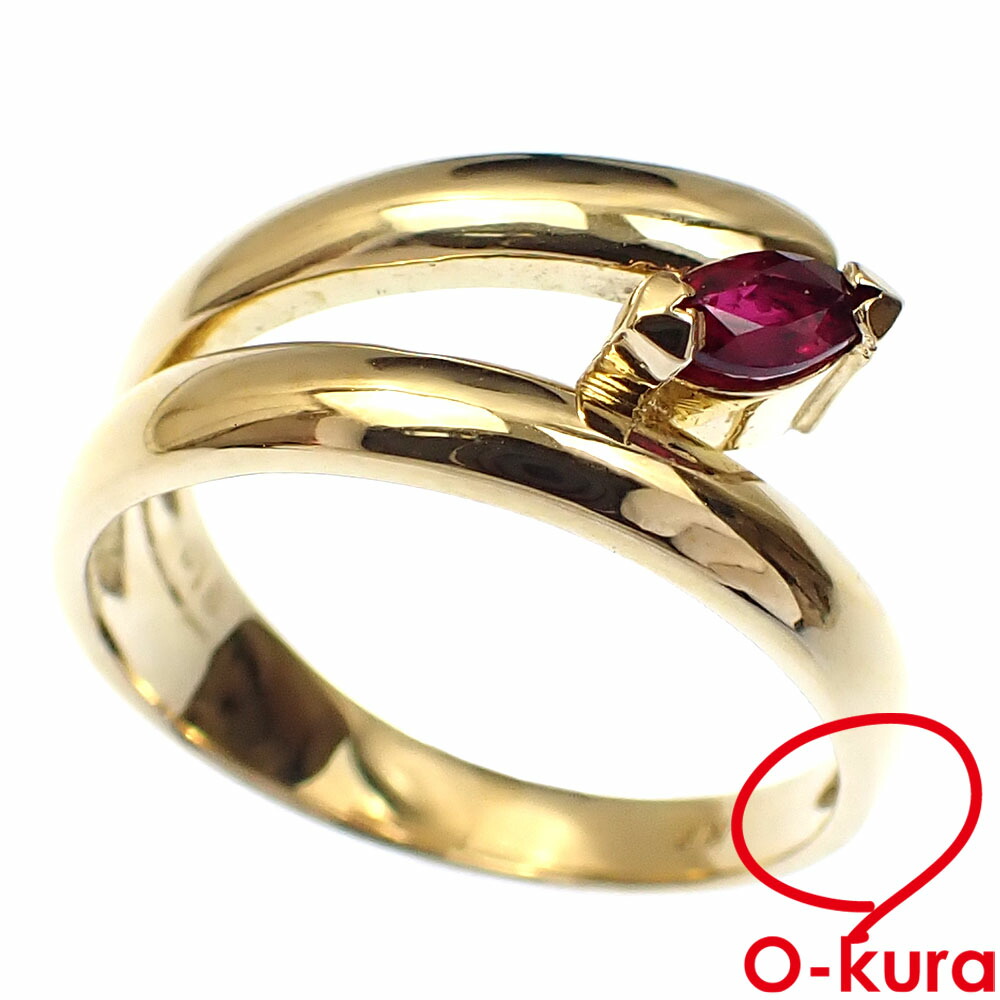 【中古】 ルビー リング レディース K18YG 12.5号 0.18ct 3.7g 指輪 750 18 イエローゴールド